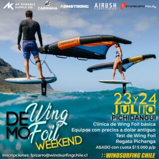 El próximo fin de semana se nos viene el demo wing foil weekend windsurfingchile en la playa de Pichidangui !!!! Clínicas / test / precios especiales / regata / asado y muchas cosas más ! Nos vemos en el agua 🤙